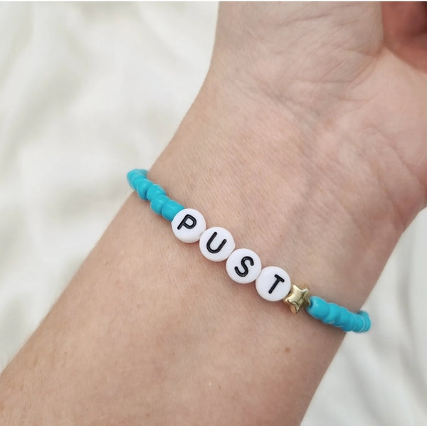 "PUST" blå